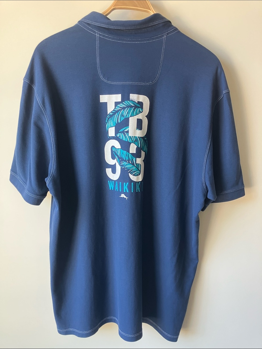 TOMMY BAHAMA IslandZone Men's Blue Waikiki Embroidered S/S Polo Size XXL